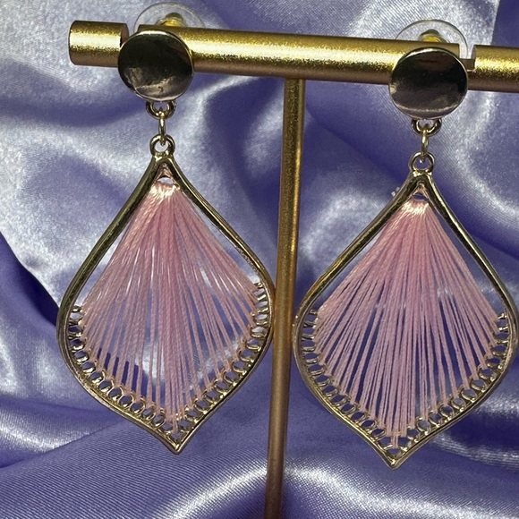 Pink & Gold Boho Drop Earrings – Statement Dangle Jewelry NWT - Picture 12 of 13